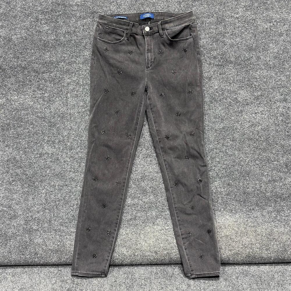 Talbots Jeans Womens 6 Gray High Rise Jegging Ankle Beaded Stretch Denim Pants